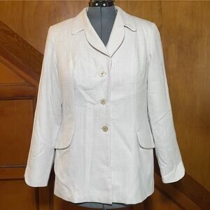 Perry Ellis - Women Stone Blazer - Light Academia, Capsule Wardrobe - Size 14
